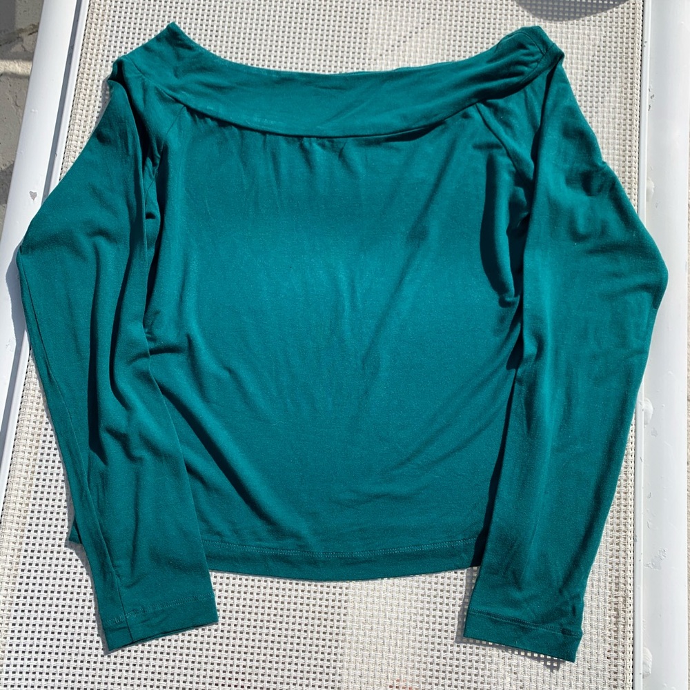 Banana Republic Wide Neck Teal Stretch Shirt